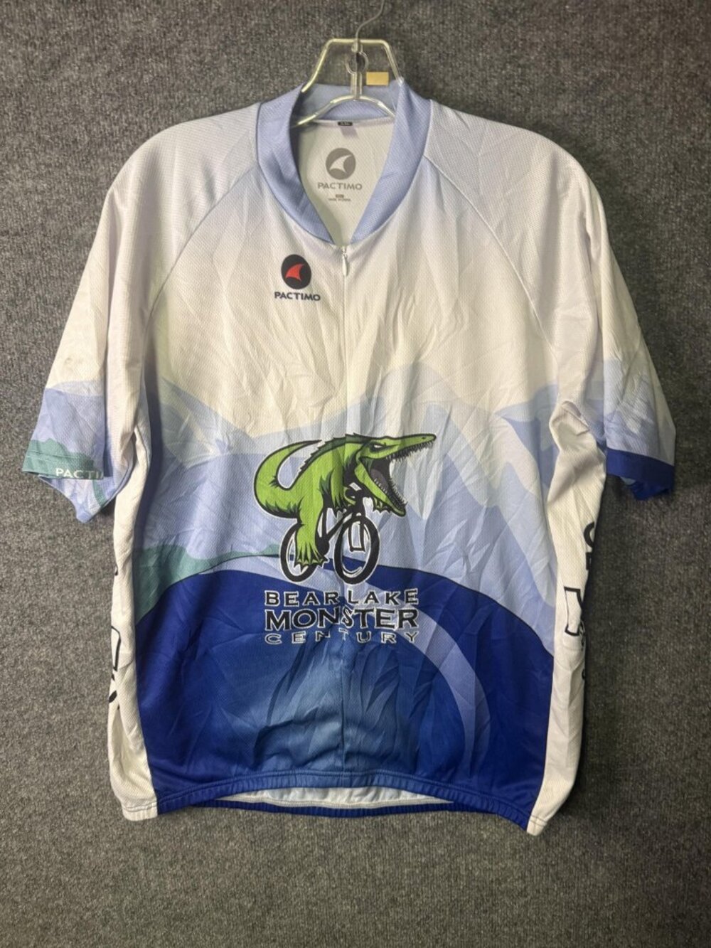 Pactimo Bear Lake Monster Cycling Jersey Mens XXL Blue Full Zip Short Sleeve